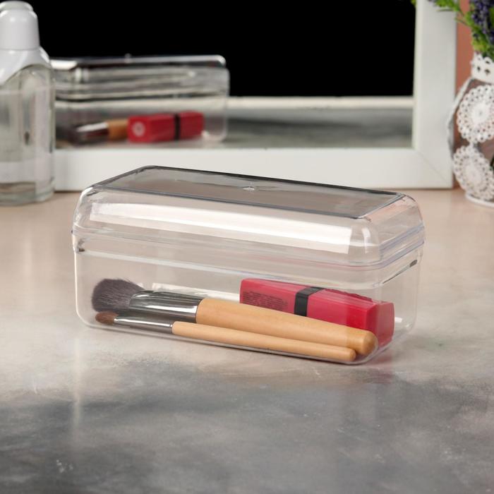 Контейнер для хранения маникюрных/косметических принадлежностей, с крышкой, 15 × 8 × 6,8 см, цвет прозрачный
Контейнер для хранения маникюрных/косметических принадлежностей, с крышкой, 15 × 8 × 6,8 см, цвет прозрачный