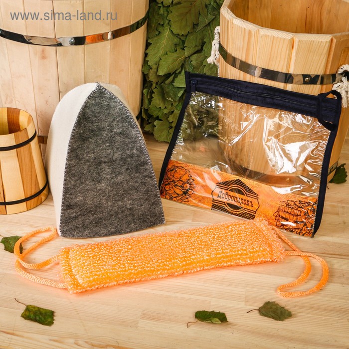 Набор для бани в косметичке "Классический" шапка, мочалка
Набор для бани в косметичке "Классический" шапка, мочалка