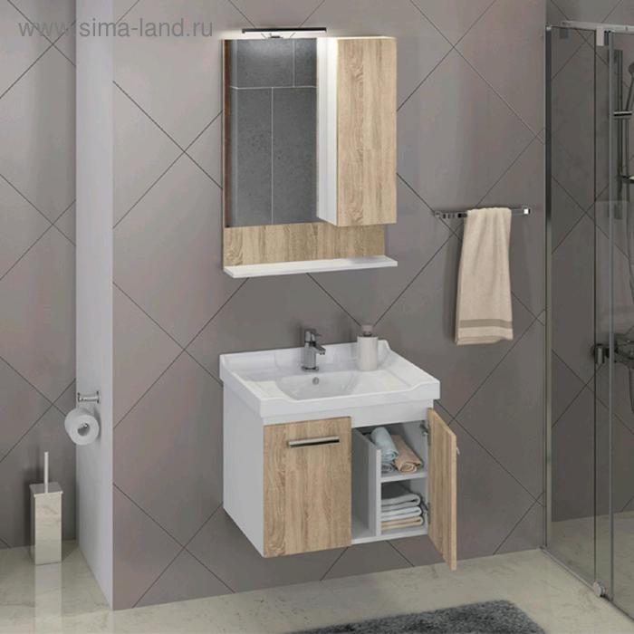 фото Комплект: тумба comforty «рига-60», цвет дуб сонома, раковина comforty 9335-60