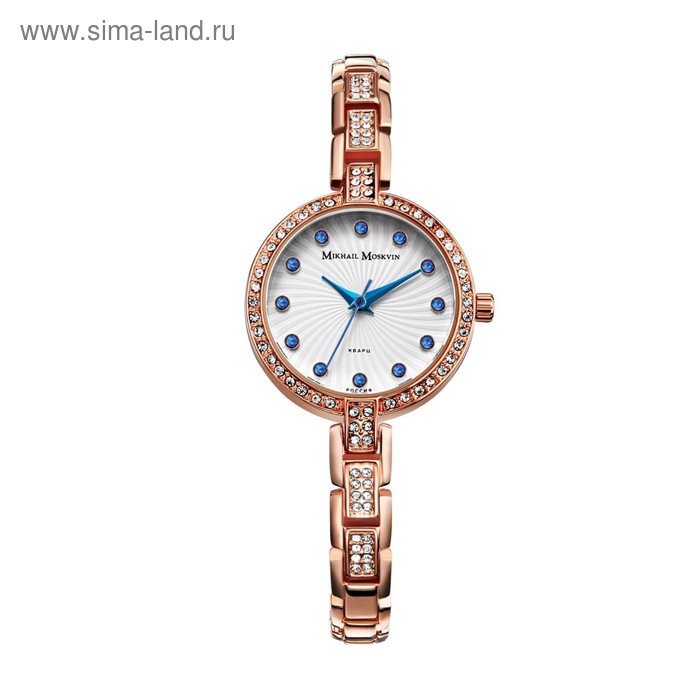 фото Часы наручные женские "михаил москвин", белый циферблат, золотистый браслет, 577-8-2