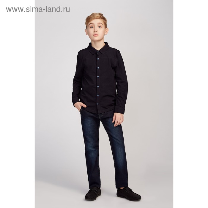 фото Рубашка для мальчика, рост 122 см, цвет синий umka