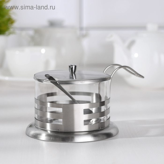 фото Сахарница с ложкой «шарм», 200 мл, 14,5×10,5×7,5 см