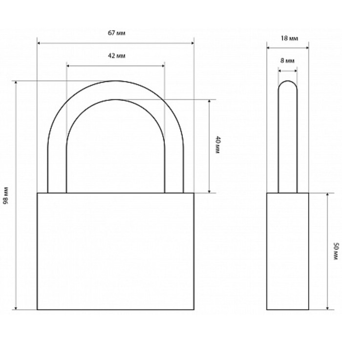 фото Замок навесной "стандарт" hg-375, d=8 мм, цвет серый
