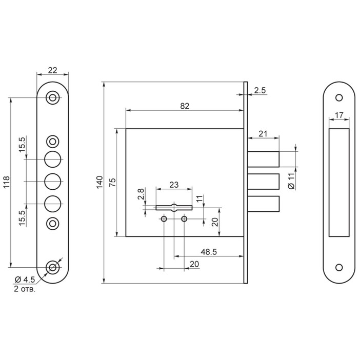 фото Замок врезной border зв 8-6/03 б/о 80500, б/ручки