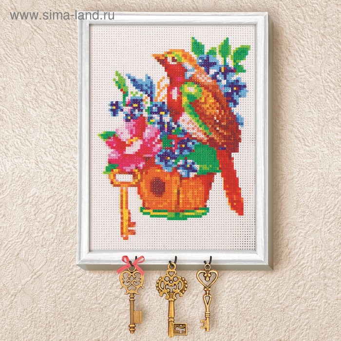 Вышивка крестиком на ключнице «Птичка», 21х15 см
Вышивка крестиком на ключнице «Птичка», 21х15 см