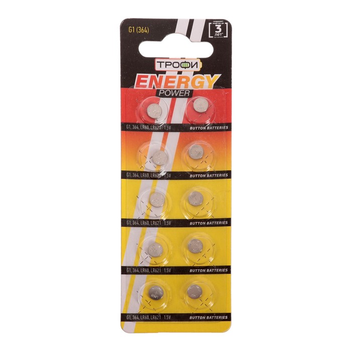 Батарейка алкалиновая "Трофи" Alkaline Cell, G1 (364, LR621, LR60)-10BL, 1.5В, блистер,10 шт.
Батарейка алкалиновая "Трофи" Alkaline Cell, G1 (364, LR621, LR60)-10BL, 1.5В, блистер,10 шт.
