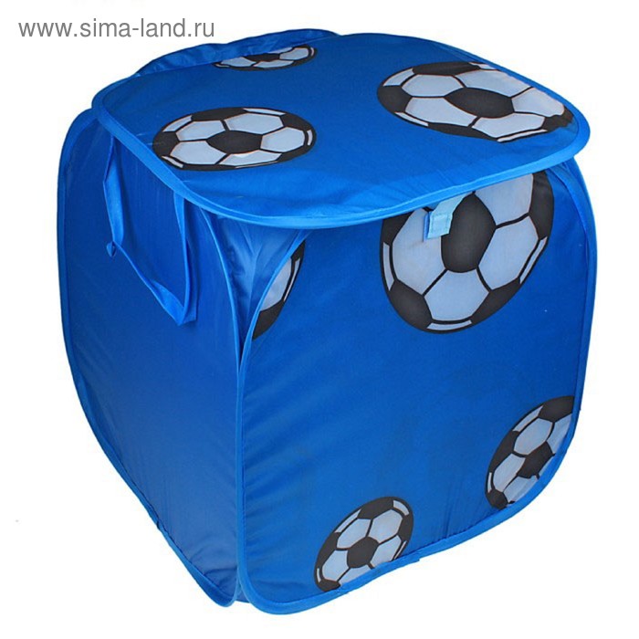 фото Корзина для игрушек «футбол» с ручками и крышкой, цвет синий