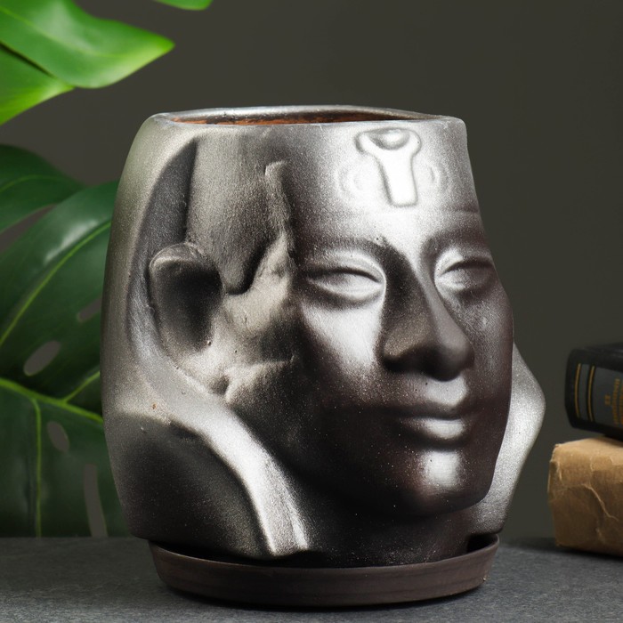 фото Кашпо - органайзер "аменхотеп" черно-серебристый, 1,8 л/ 17х15см хорошие сувениры