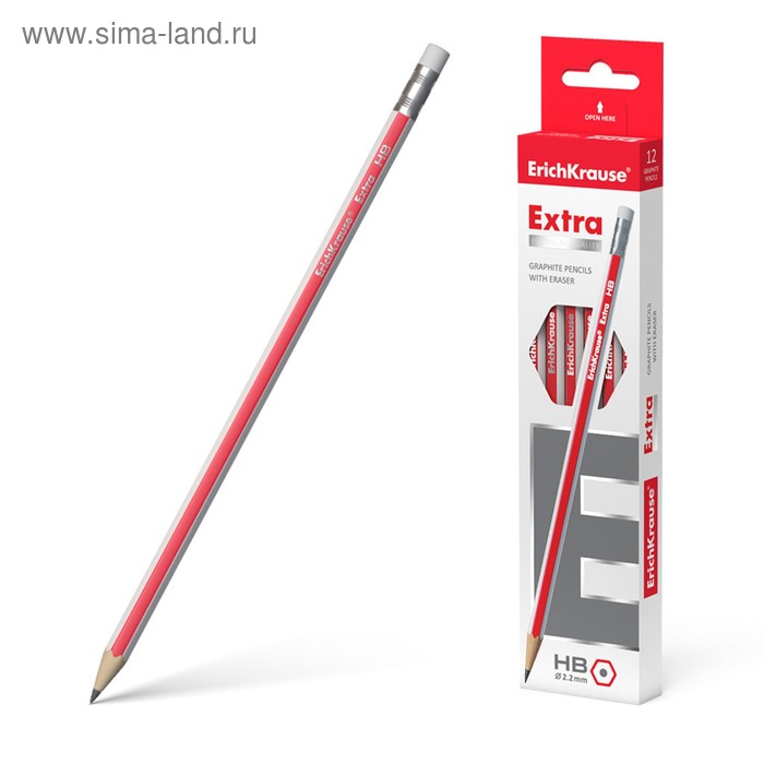 Карандаш чернографитный с ластиком НВ, 2.2 мм, ErichKrause Extra, сплошная проклейка грифеля
Карандаш чернографитный с ластиком НВ, 2.2 мм, ErichKrause Extra, сплошная проклейка грифеля
