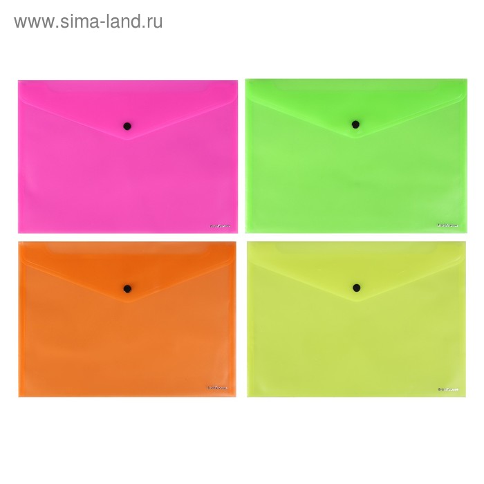 Папка-конверт на кнопке А4, ErichKrause Fizzy Neon, вместимость 100 листов, полупрозрачная, 140 мкм, микс
Папка-конверт на кнопке А4, ErichKrause Fizzy Neon, вместимость 100 листов, полупрозрачная, 140 мкм, микс