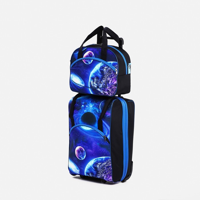 фото Чемодан малый с сумкой, отдел на молнии, с расширением, наружный карман, цвет хаки sacvoyage