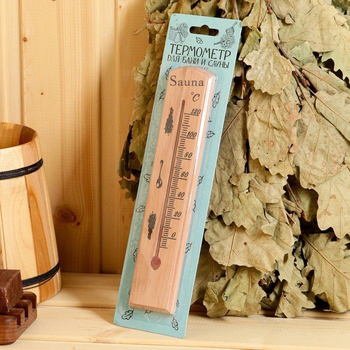 фото Термометр спиртовой, деревянный, 120 с добропаровъ