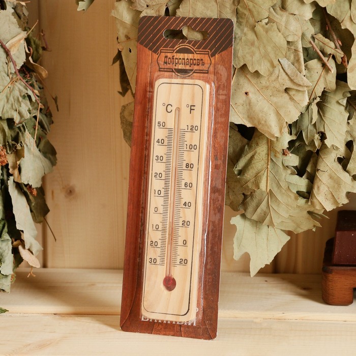 фото Термометр спиртовой, деревянный, 50 с добропаровъ