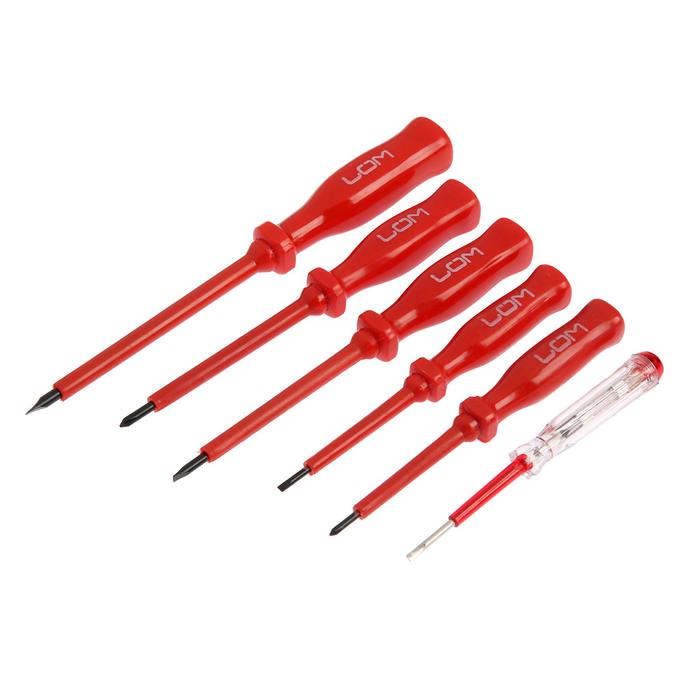 Набор отвёрток диэлектрических ЛОМ, тестер, 6 предметов
Набор отвёрток диэлектрических ЛОМ, тестер, 6 предметов