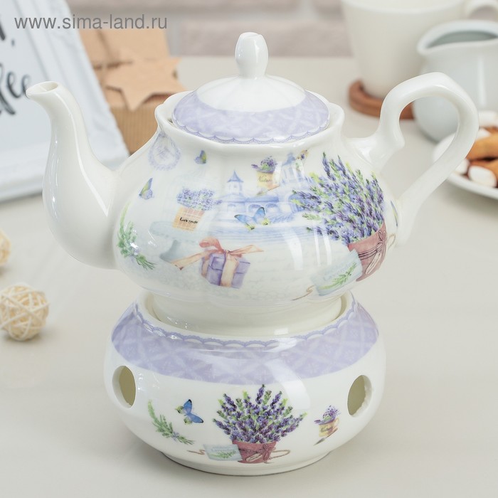 Чайник заварочный с подставкой для подогрева «Лаванда», чайник 900 мл, подставка 13,5 см
Чайник заварочный с подставкой для подогрева «Лаванда», чайник 900 мл, подставка 13,5 см