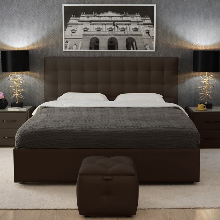 фото Кровать «ла скала» без пм, 1800×2000 мм, встроенное основание, цвет шоколад архитектория