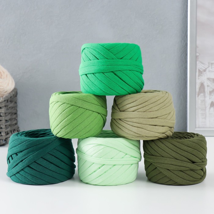 фото Пряжа трикотажная 25м/85гр, ширина нити 7-8 мм, набор 6 шт (ассорти 5) микс елена и ко