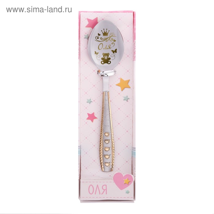 фото Ложка с гравировкой детская в подарочной коробке "оля"