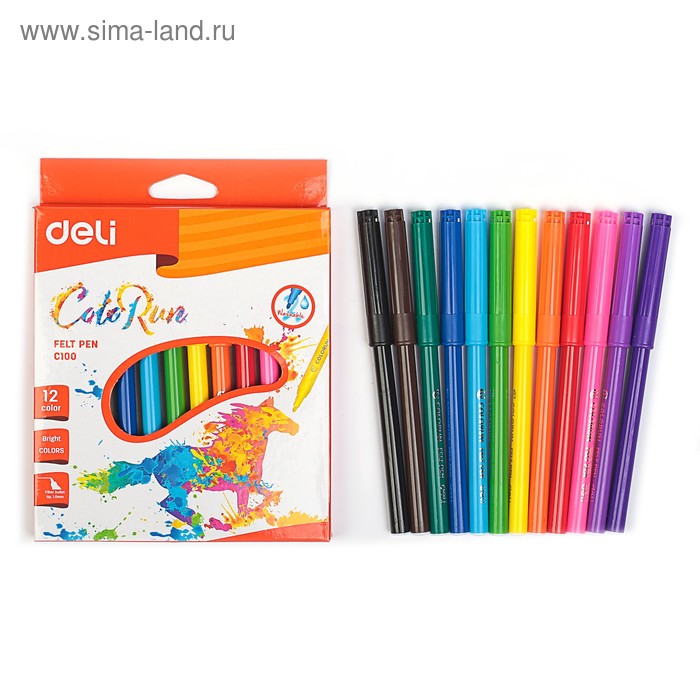Фломастеры 12 цветов Deli ColoRun, круглый пишущий наконечник, смываемые, европодвес
Фломастеры 12 цветов Deli ColoRun, круглый пишущий наконечник, смываемые, европодвес