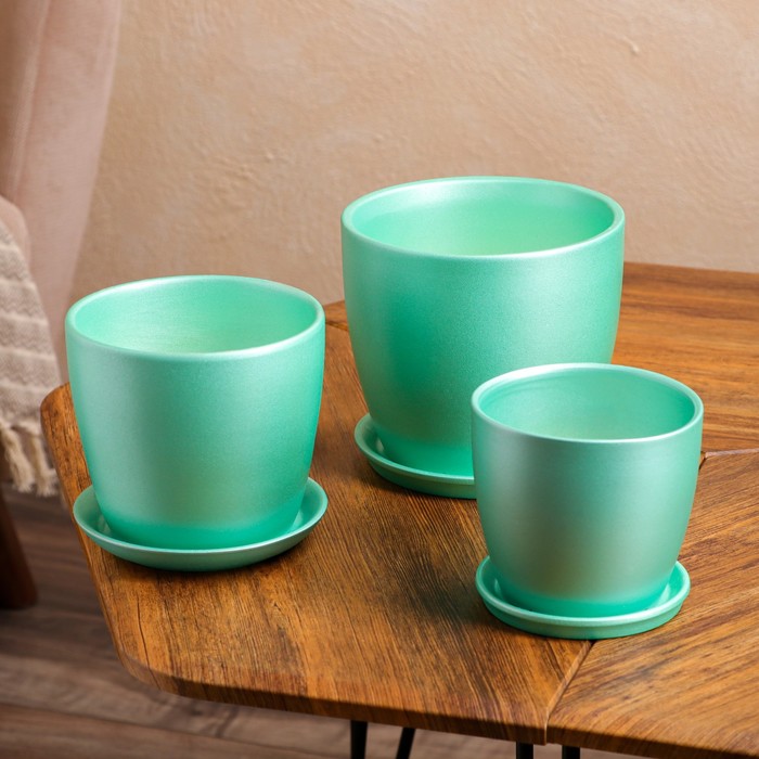 Набор горшков для цветов "Осень", 3 предмета, перламутр, бирюза, 3/2/1 л
Набор горшков для цветов "Осень", 3 предмета, перламутр, бирюза, 3/2/1 л