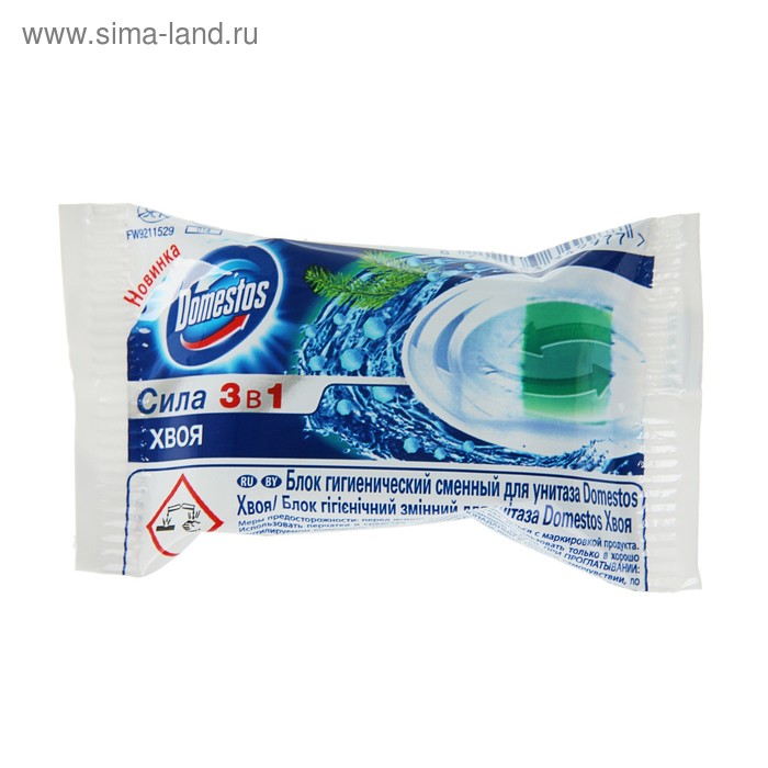Сменный блок для унитаза, Domestos,"Хвоя", сила 3 в 1, 40 гр