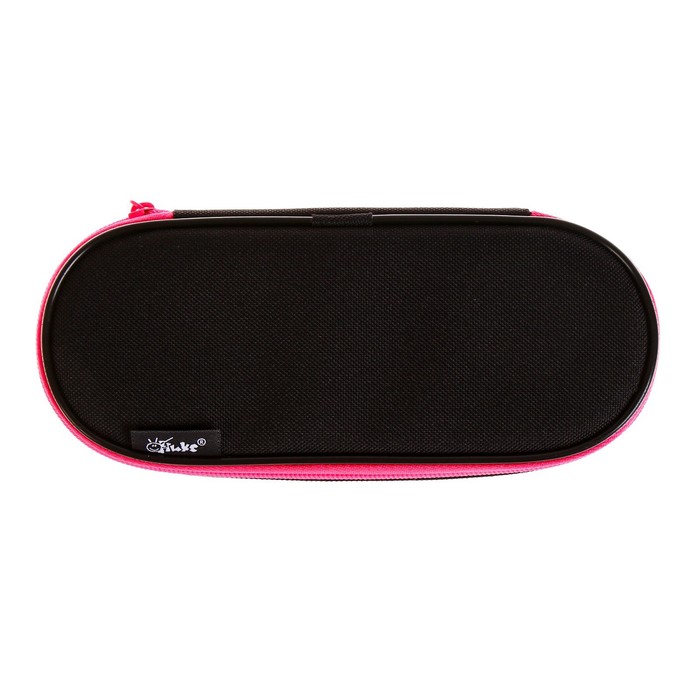 фото Пенал-футляр 85 х 210 х 50 мм с откидной планкой, мягкий, текстильный, calligrata пмк 24-42 black, чёрный/ярко-розовый