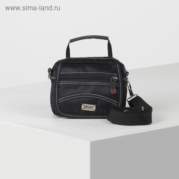 фото Сумка поясная, 2 отдела на молниях, 2 наружных кармана, регулируемый ремень, цвет чёрный