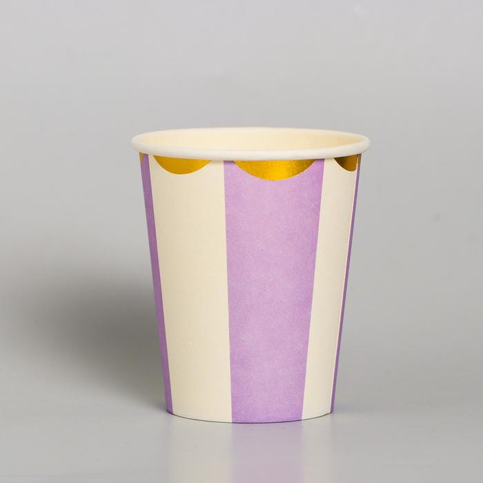 Стакан бумажный «Полоска», 200 мл, набор 6 шт., цвет сиренево- белый
Стакан бумажный «Полоска», 200 мл, набор 6 шт., цвет сиренево- белый