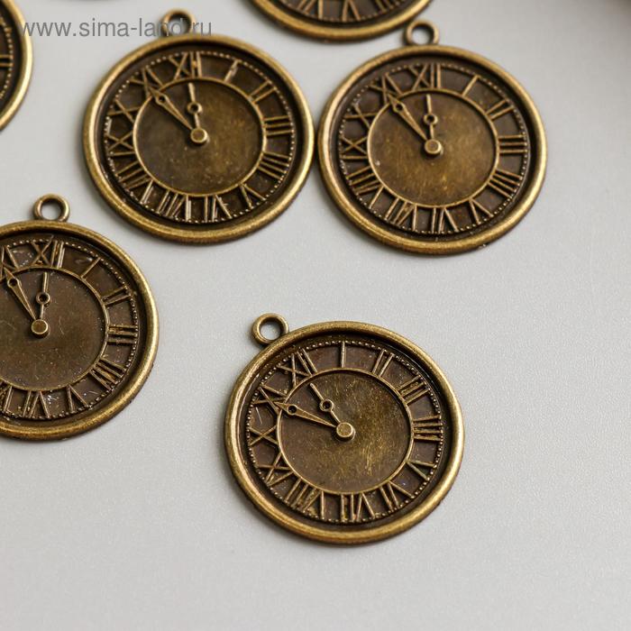 фото Декор для творчества металл "часы с римскими цифрами" бронза 2,1х1,8 см арт узор