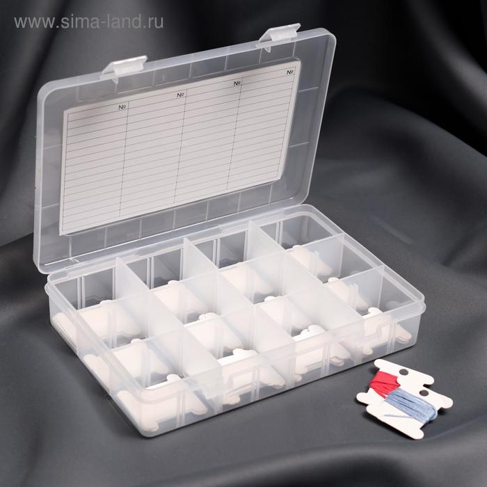 Органайзер для ниток мулине с бобинами и съёмными ячейками, 19,8 × 13,5 × 3,8 см, цвет прозрачный
Органайзер для ниток мулине с бобинами и съёмными ячейками, 19,8 × 13,5 × 3,8 см, цвет прозрачный