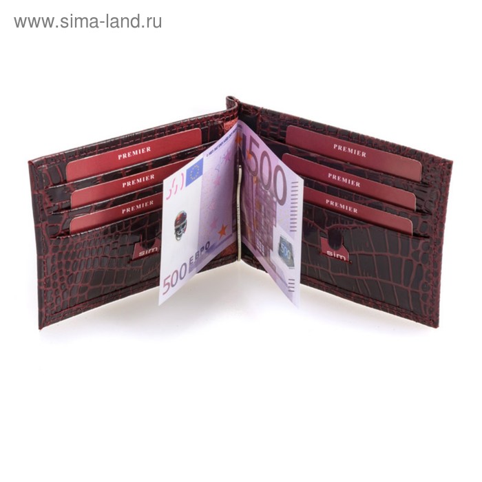 фото Зажим для купюр, цвет бордовый премьер