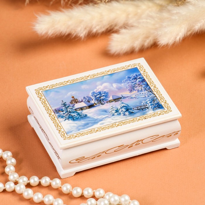 Шкатулка «Зимняя деревня», белая, 8×10,5 см, лаковая миниатюра
Шкатулка «Зимняя деревня», белая, 8×10,5 см, лаковая миниатюра
