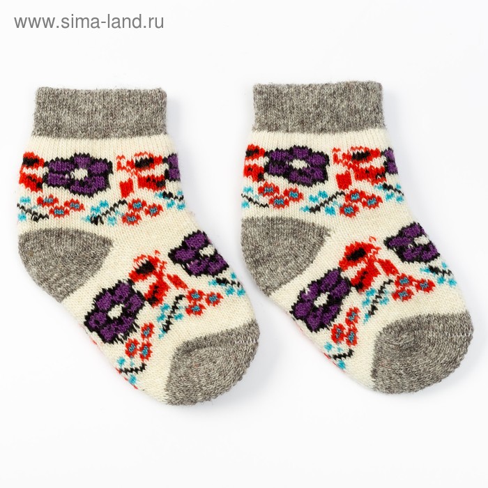 Носки детские шерстяные «Вьюнок», цвет белый, размер 16 
Носки детские шерстяные «Вьюнок», цвет белый, размер 16