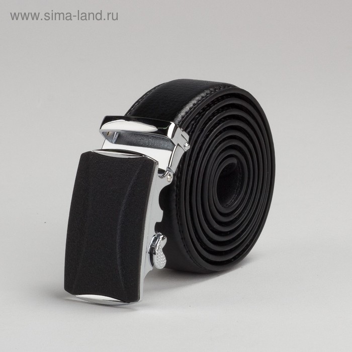 фото Ремень мужской, рисунок под кожу, 2 строчки, пряжка автомат металл, ширина - 3,5 см, цвет чёрный