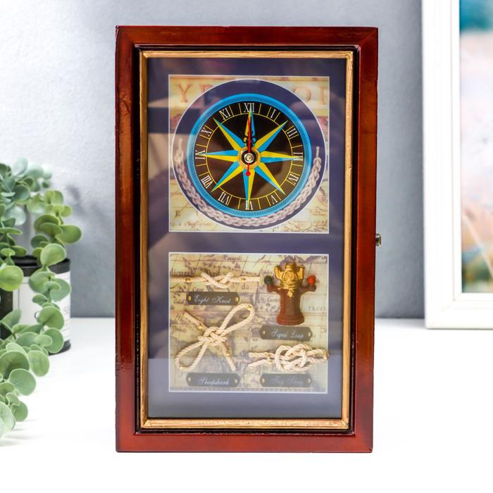 Ключница дерево 4 крючка с часами "Корабль и морские узлы" с золотой полосой 25х15х6 см
Ключница дерево 4 крючка с часами "Корабль и морские узлы" с золотой полосой 25х15х6 см