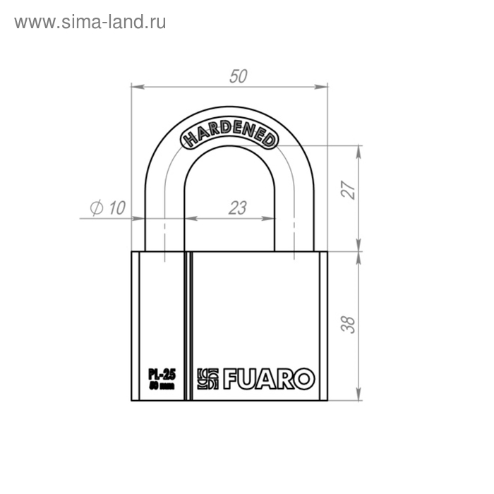 фото Замок навесной fuaro pl-2550, 50 мм, 4 финских ключа