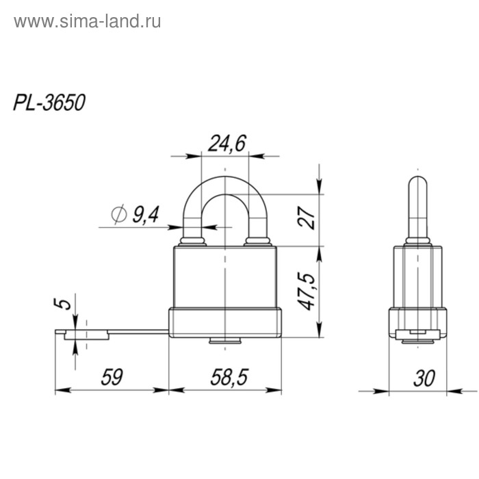 фото Замок навесной fuaro pl-3650, 50 мм, 3 английских ключа