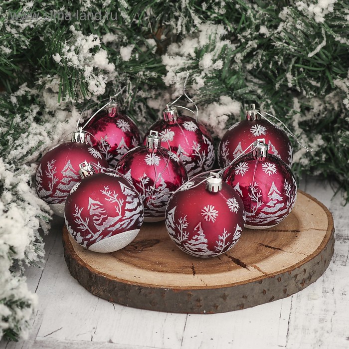 Набор шаров пластик d-6 см, 8 шт "Ёлочки в лесу" бордовый
Набор шаров пластик d-6 см, 8 шт "Ёлочки в лесу" бордовый
