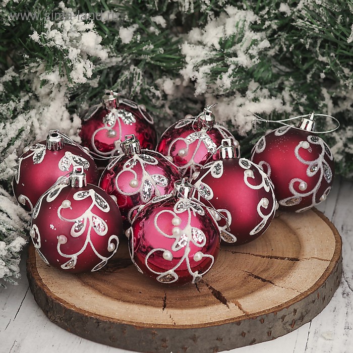 Набор шаров пластик d-6 см, 8 шт "Жемчужная веточка" бордовый
Набор шаров пластик d-6 см, 8 шт "Жемчужная веточка" бордовый