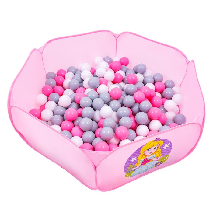 фото Шарики для сухого бассейна с рисунком, диаметр шара 7,5 см, набор 150 штук, цвет розовый, белый, серый соломон