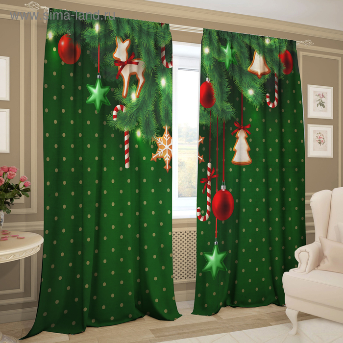 Комплект штор Новогодний уют зеленый 147х267 +/- 3см 2 шт, габардин, п/э
Комплект штор Новогодний уют зеленый 147х267 +/- 3см 2 шт, габардин, п/э