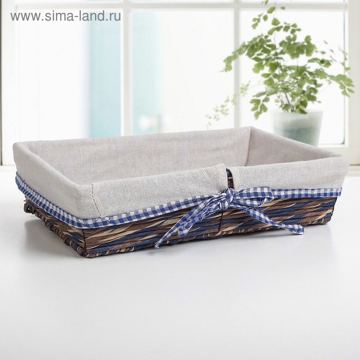 фото Корзина для хранения плетеная 30х20х7 см "канва", средняя