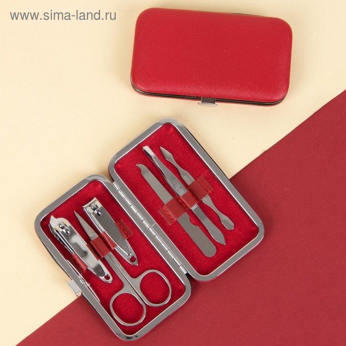 Набор маникюрный, 6 предметов, в футляре, цвет красный
Набор маникюрный, 6 предметов, в футляре, цвет красный