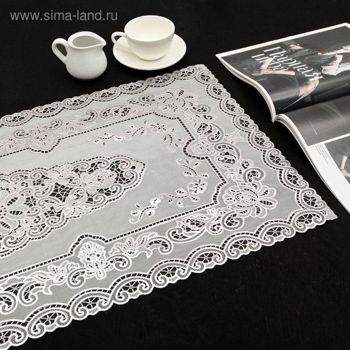 Салфетка ажурная ПВХ 84х40 см, цвет серебро
Салфетка ажурная ПВХ 84х40 см, цвет серебро