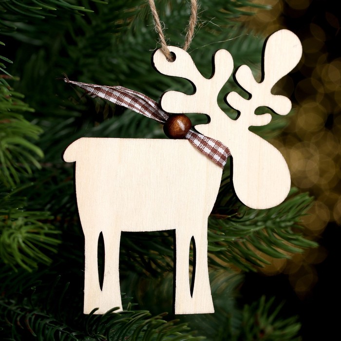 фото Подвеска новогодняя «смешной олень», микс лесная мастерская
