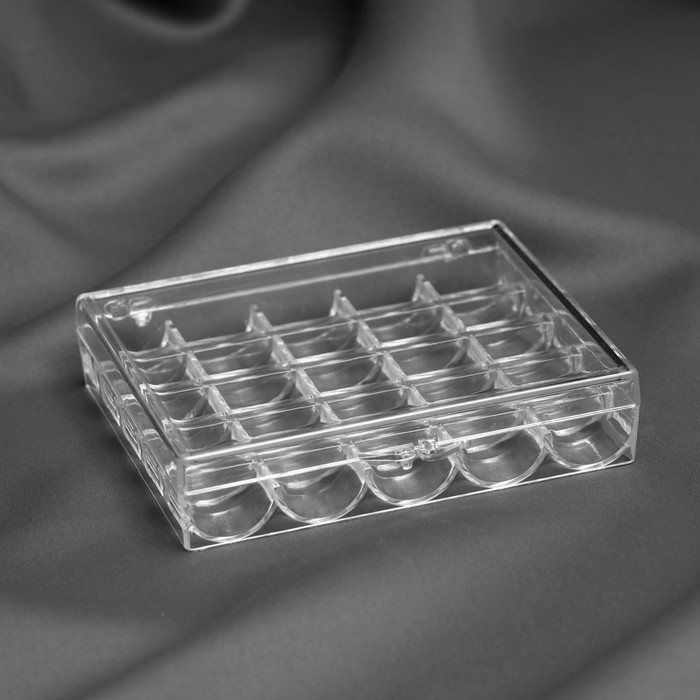 фото Органайзер для ниток, на 25 шпулек, 12,3 × 10 × 2,5 см, цвет прозрачный арт узор