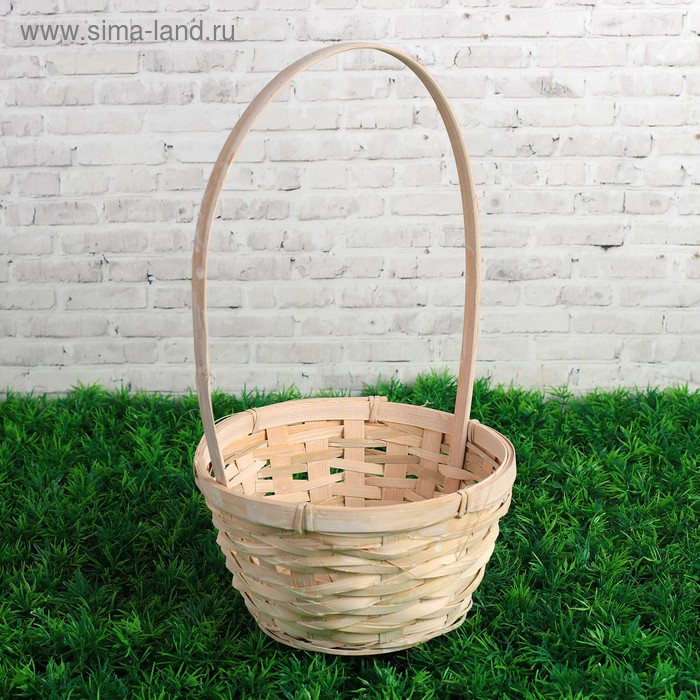 фото Корзина плетеная, бамбук, d17/h10,5/hh33, белая