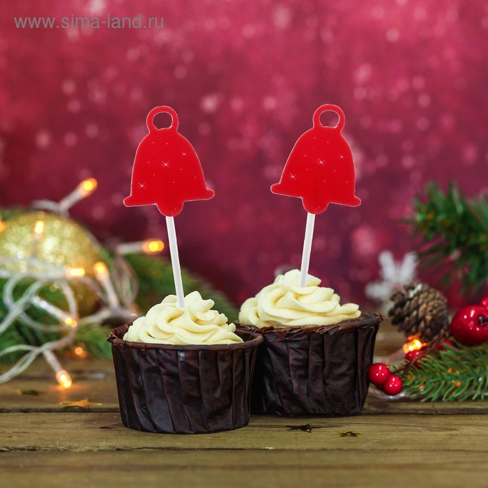 Шпажки для канапе «Колокольчик со снежинками», набор 20 шт., цвет красный 
Шпажки для канапе «Колокольчик со снежинками», набор 20 шт., цвет красный
