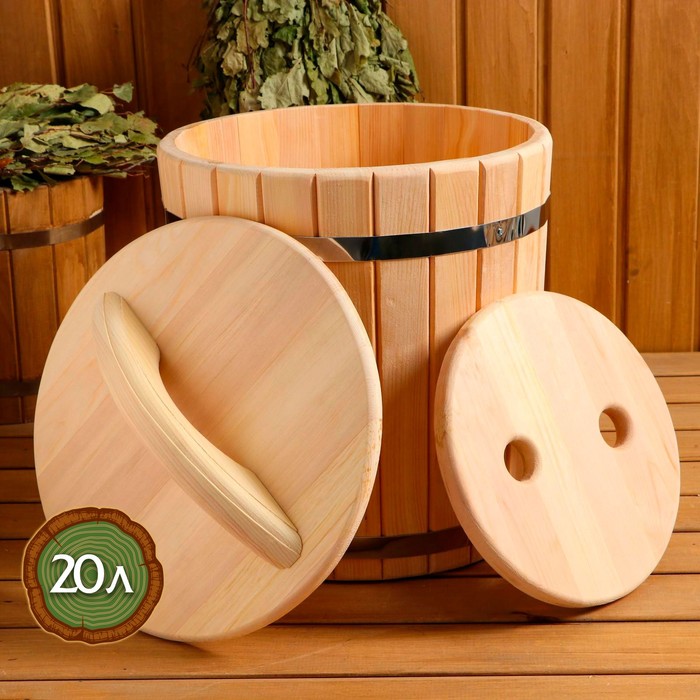 Кадка кедровая, 20л, нержавеющий обруч, с крышкой, с гнетом
Кадка кедровая, 20л, нержавеющий обруч, с крышкой, с гнетом