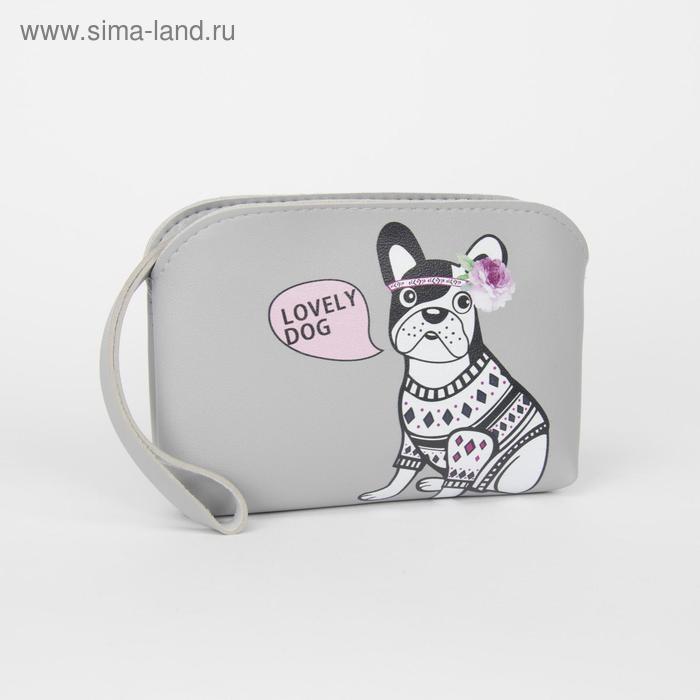 фото Клатч-косметичка, отдел на молнии, с ручкой, цвет серый